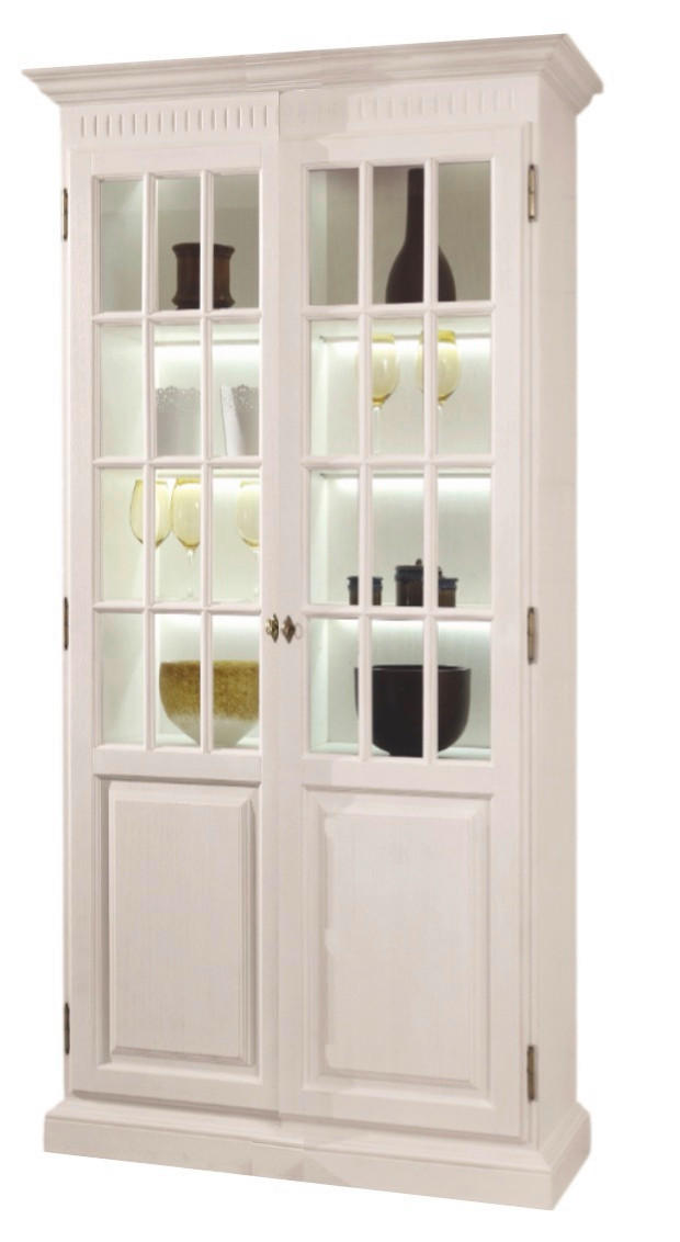 VITRINE in massiv Pinie Weiß  - Weiß, LIFESTYLE, Holz (116/217/46cm) - Livetastic