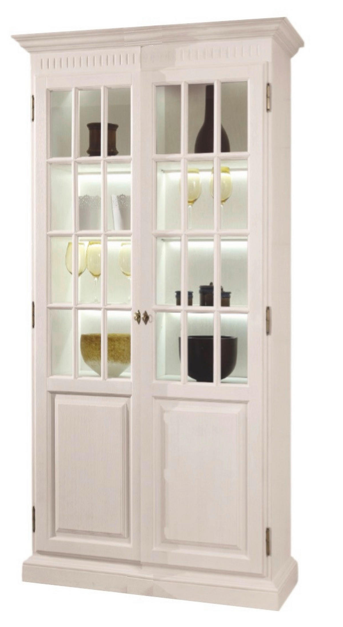 VITRINE in massiv Pinie Weiß  - Weiß, LIFESTYLE, Holz (116/217/46cm) - Livetastic