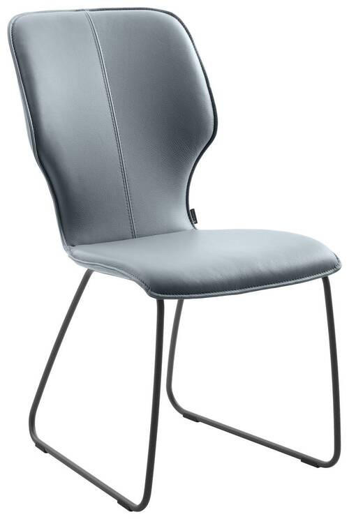 STUHL Echtleder Grau  - Dunkelgrau/Grau, Design, Leder/Metall (49/95/63cm) - Musterring