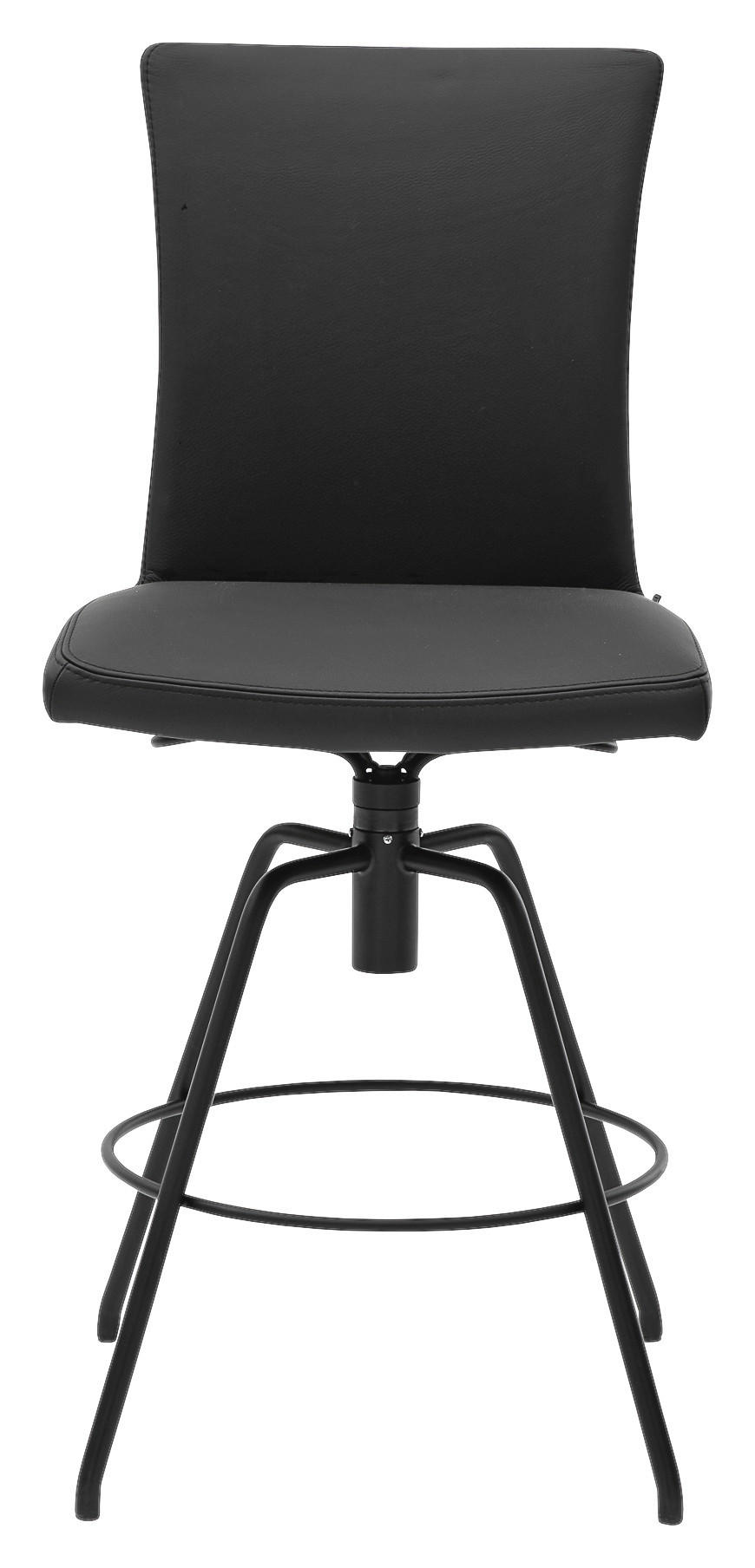 BARHOCKER Echtleder Schwarz Lederauswahl, Stoffauswahl, Typenauswahl, automatische Rückholfunktion  - Schwarz, Design, Leder/Metall (52/107/58cm) - Musterring
