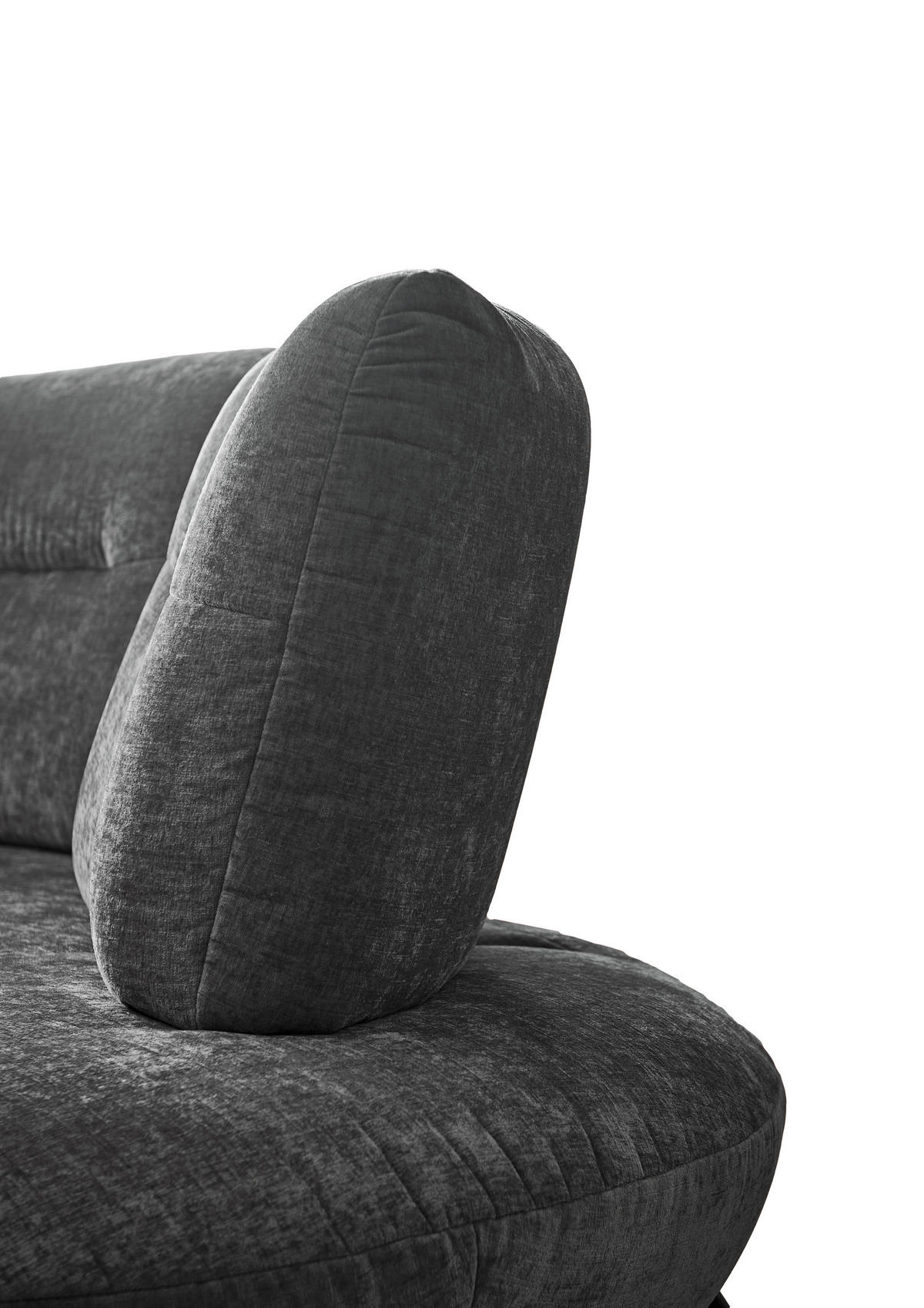 BIGSOFA Flachgewebe Anthrazit  - Anthrazit/Schwarz, Design, Textil/Metall (456/93/138cm) - Moderano