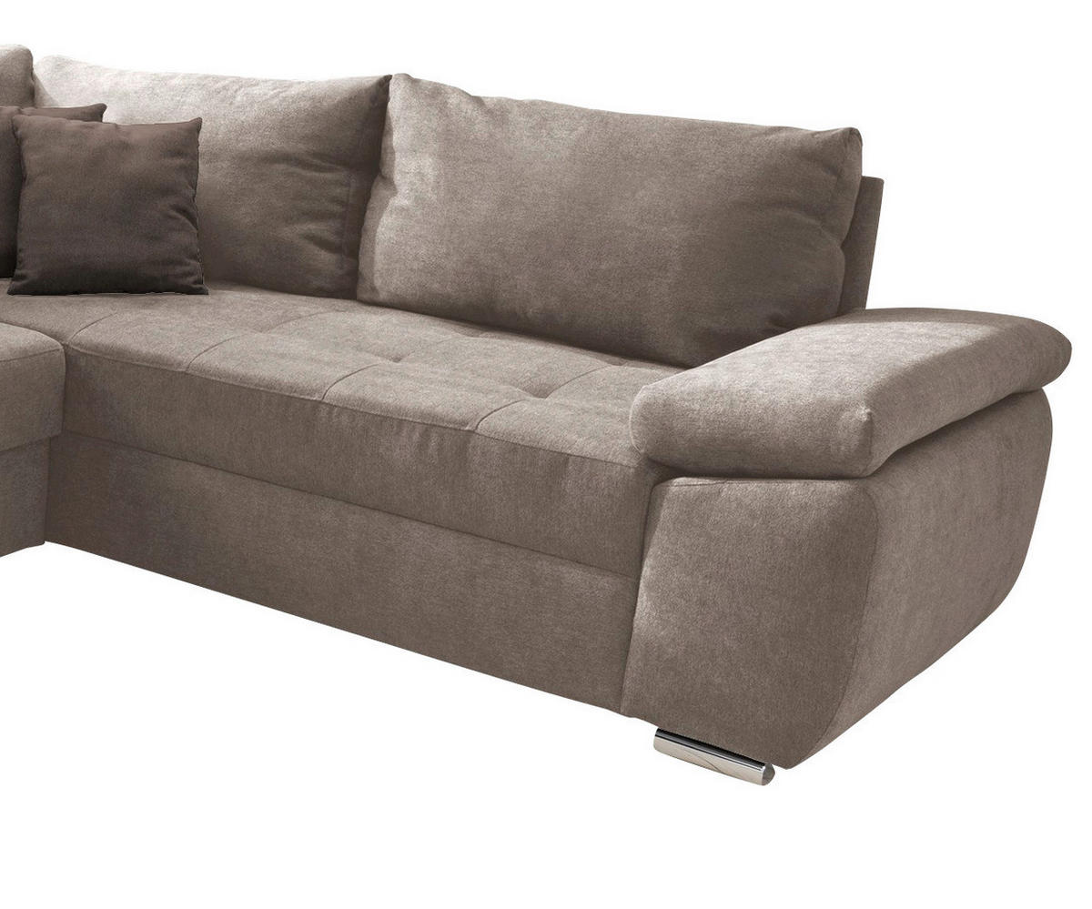 WOHNLANDSCHAFT in Mikrofaser Taupe  - Taupe/Chromfarben, Konventionell, Textil/Metall (157/305/219cm) - Livetastic