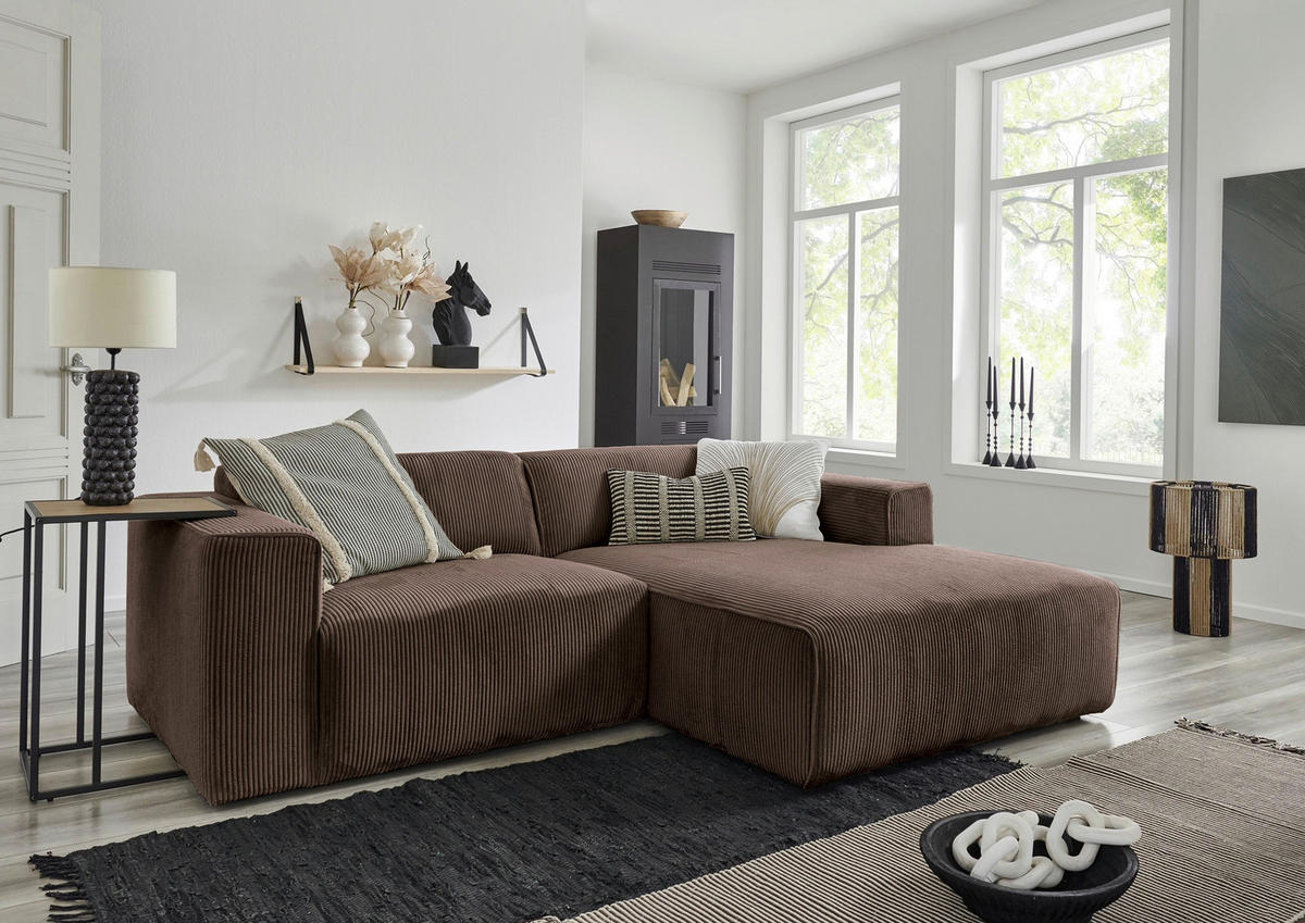 HÖRNSOFFA i manchester brun  - brun/svart, Design, textil/plast (234/161cm) - Livetastic