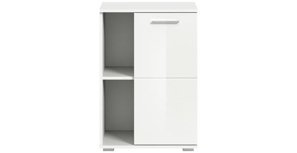 SCHUHSCHRANK 55/79/37 cm - Weiß Hochglanz/Silberfarben, Design, Holzwerkstoff/Kunststoff (55/79/37cm) - Xora