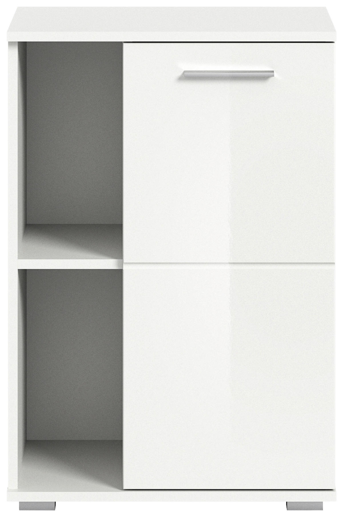 SCHUHSCHRANK Weiß, Weiß Hochglanz  - Weiß Hochglanz/Silberfarben, Design, Holzwerkstoff/Kunststoff (55/79/37cm) - Xora
