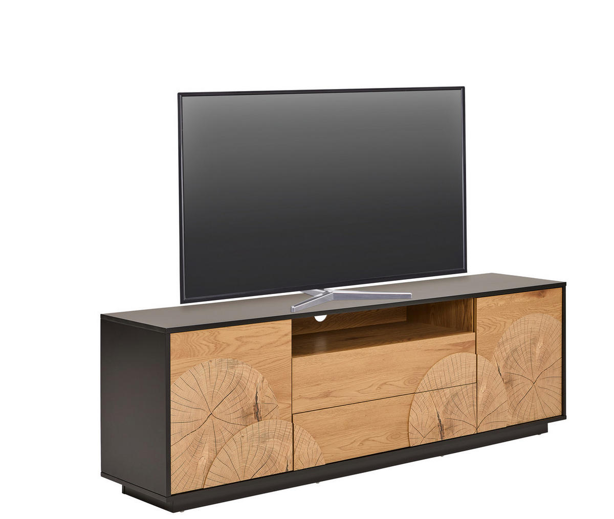 TV-SZEKRÉNY 170/56/40 cm  - tölgyfa színű/fekete, Lifestyle, faalapú anyag (170/56/40cm) - Xora