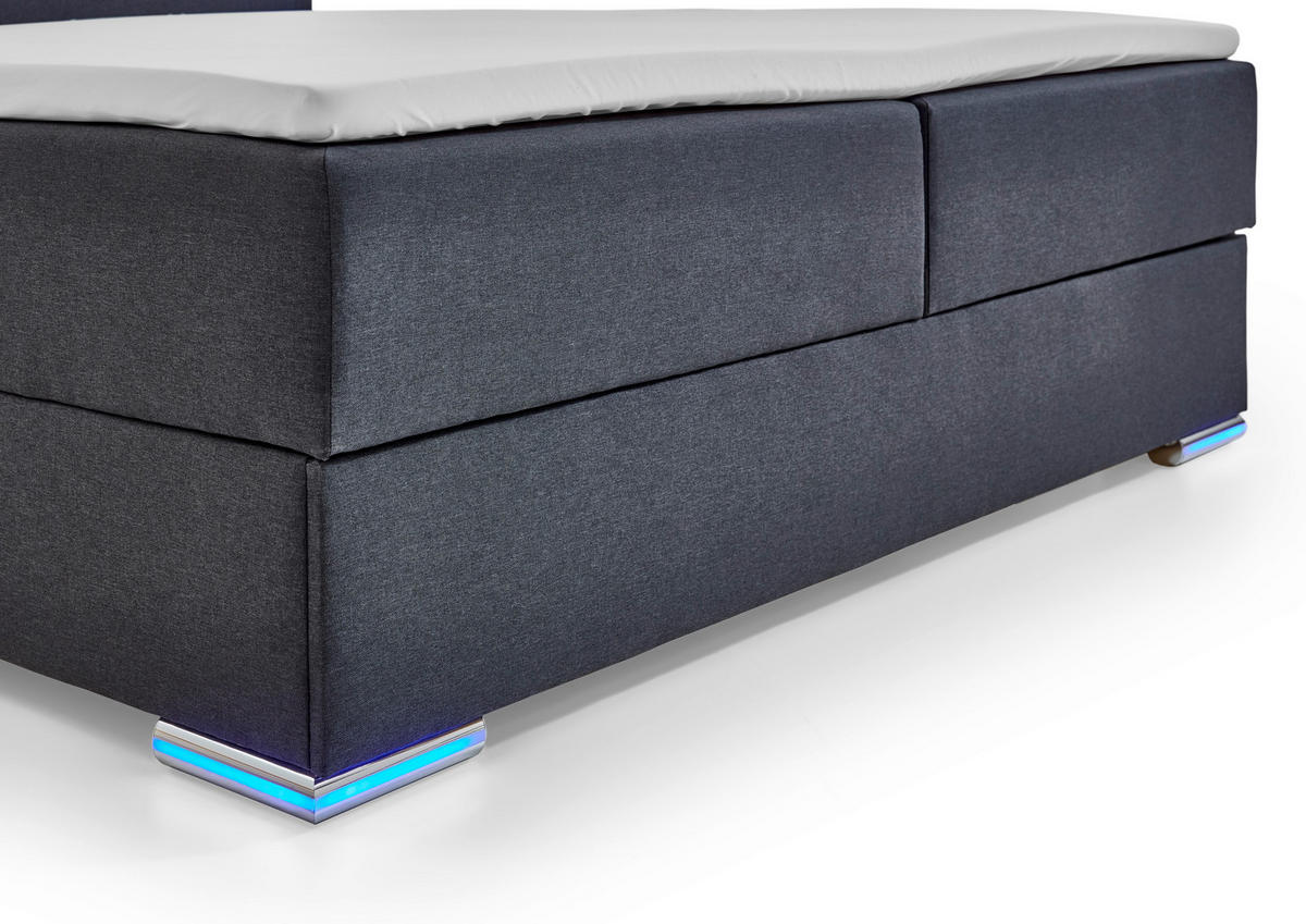 BOXSPRINGBETT 160/200 cm  in Anthrazit  - Anthrazit/Silberfarben, Design, Kunststoff/Textil (160/200cm) - Xora