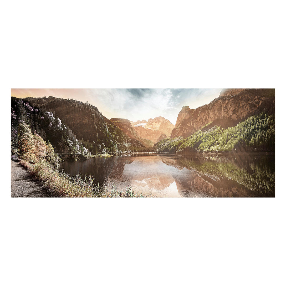 GLASBILD Landschaft & Natur 125/50 cm  - Multicolor, Basics, Glas/Papier (125/50cm)