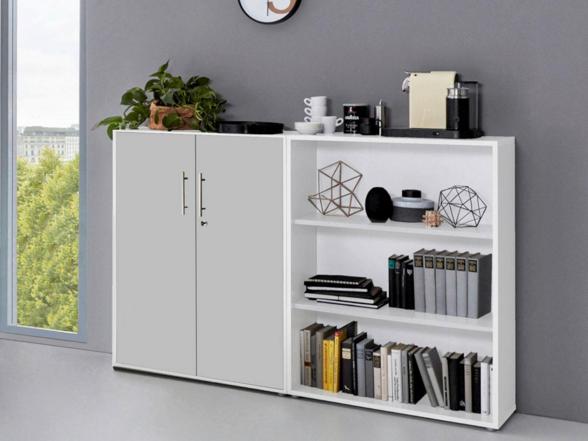AKTENSCHRANK 168,8/113,6/33 cm  - Hellgrau/Weiß, MODERN, Holzwerkstoff (168,8/113,6/33cm) - MID.YOU