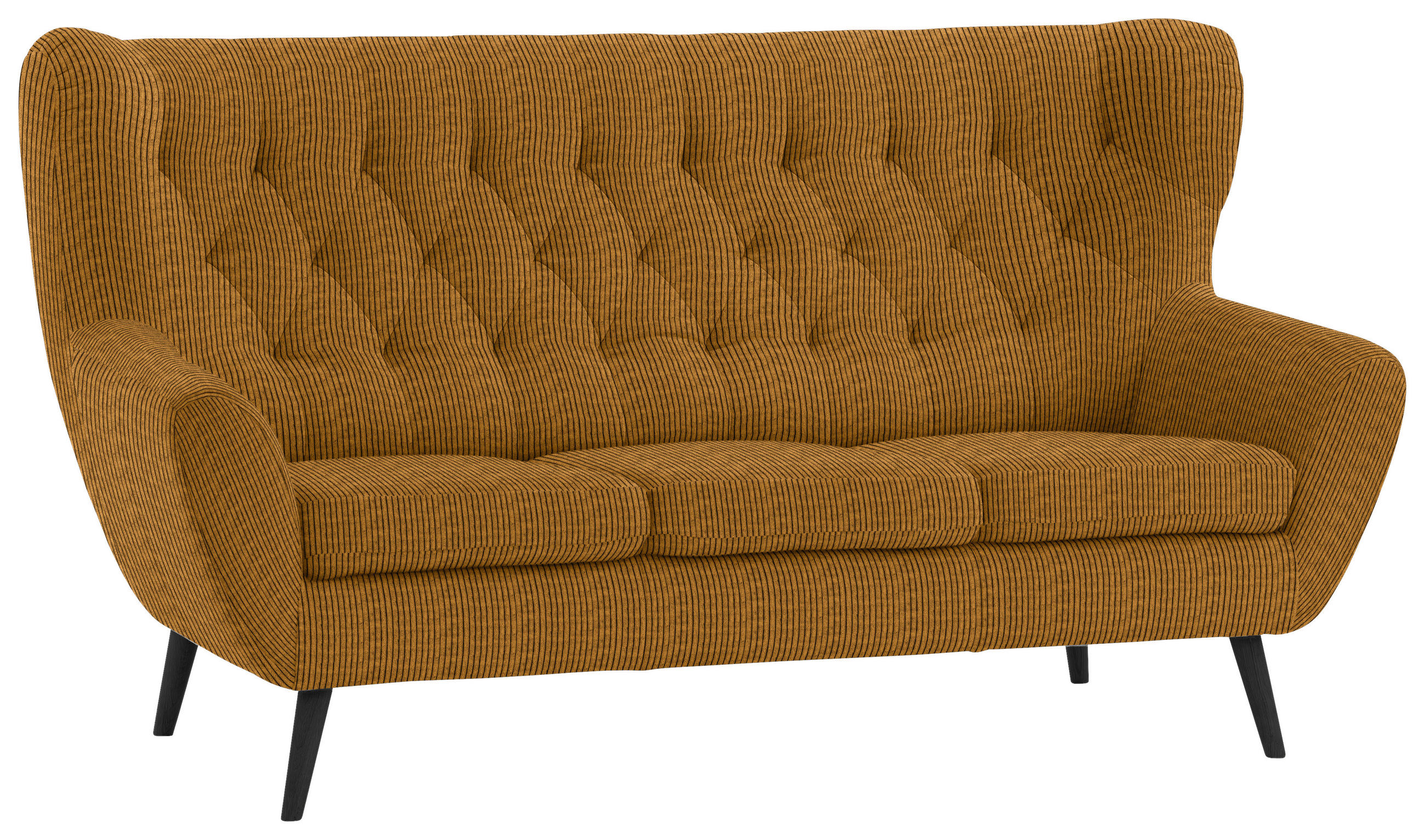 3-SITZER-SOFA Skagen in Cord Currygelb  - Currygelb/Schwarz, Design, Holz/Textil (187/101/95cm) - Stylife