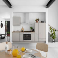 KÜCHENBLOCK Touch 270 cm  in Grau, Eiche dunkel  - Eiche dunkel/Edelstahlfarben, MODERN, Holzwerkstoff/Metall (270cm) - Nobilia