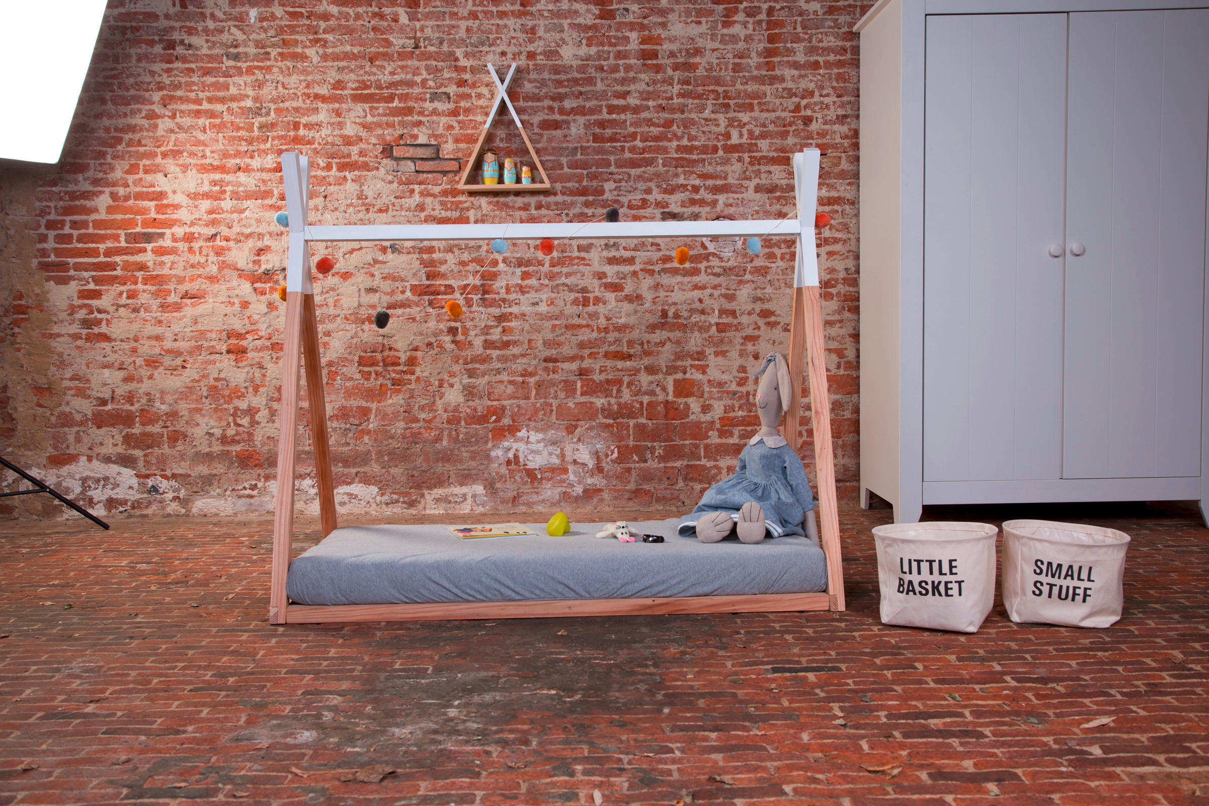 HAUSBETT - Buchefarben/Weiß, Basics, Holz (70/140/124cm) - Childhome