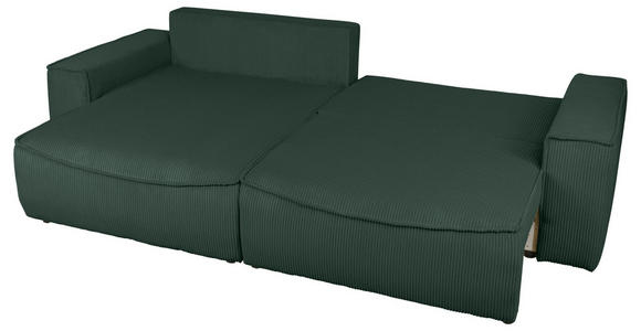 ECKSOFA Dunkelgrün Cord  - Dunkelgrün/Schwarz, KONVENTIONELL, Kunststoff/Textil (148/265cm) - Carryhome