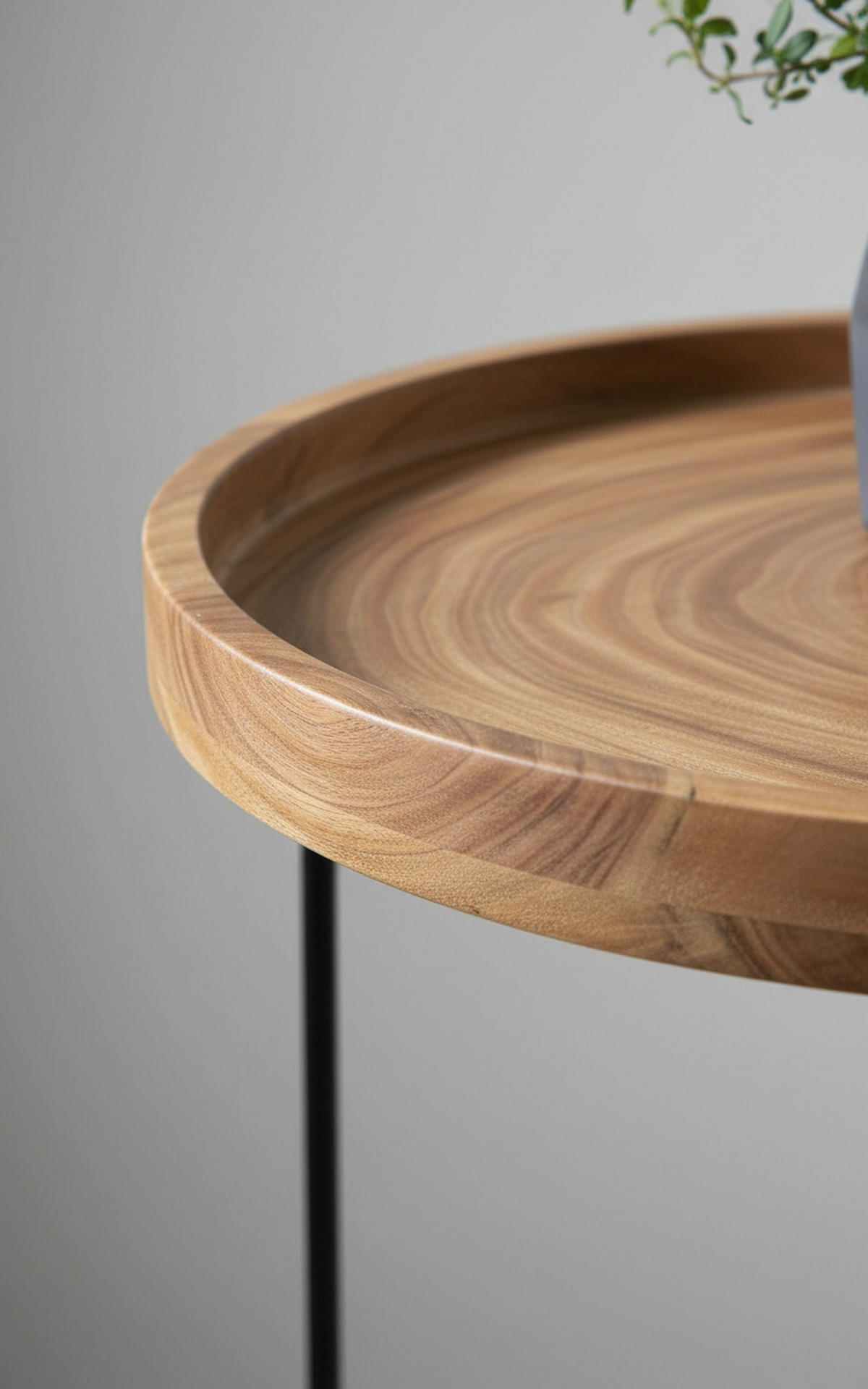 BEISTELLTISCH 43/43/66 cm Akazie vollmassiv Schwarz, Akaziefarben rund  - Schwarz/Akaziefarben, Trend, Holz/Metall (43/43/66cm) - Landscape