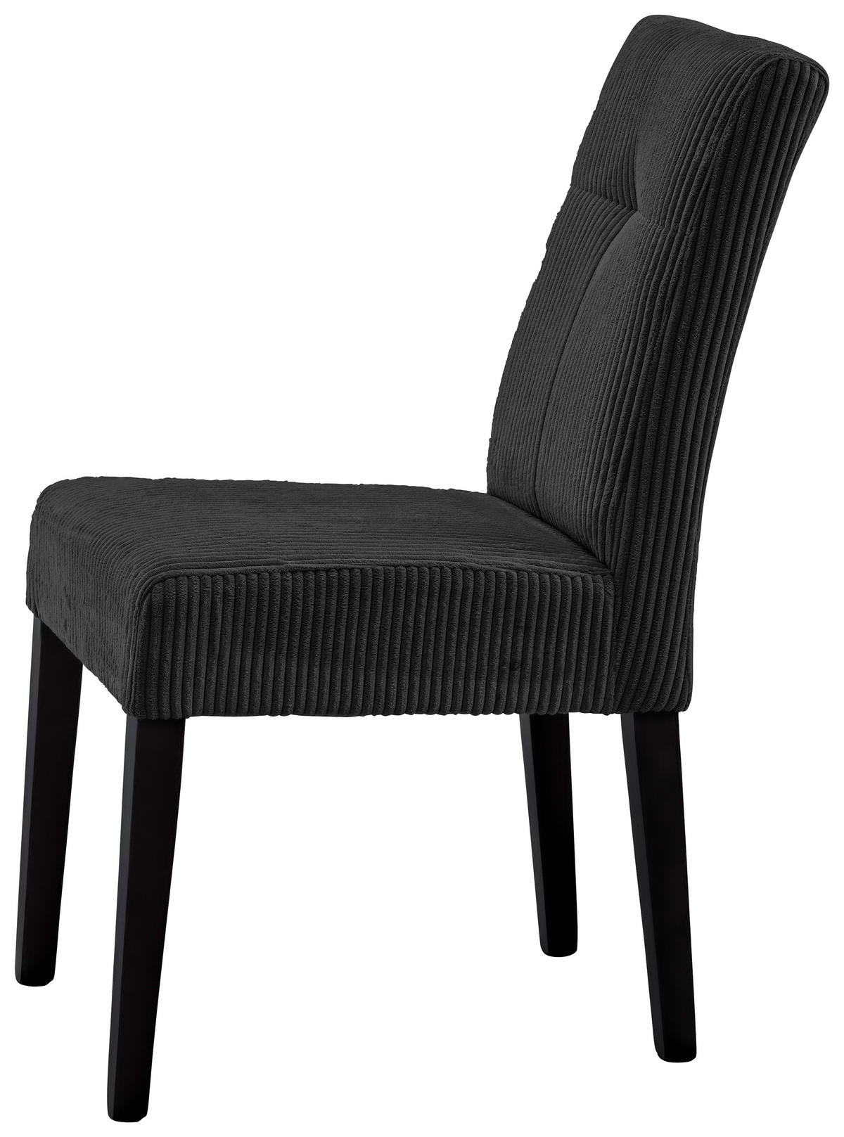 STUHL Cord Schwarz Buche massiv  - Schwarz, KONVENTIONELL, Holz/Textil (47,5/91,5/63cm) - home24
