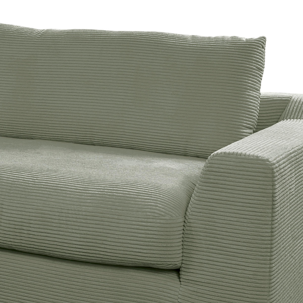 BIGSOFA in Cord Olivgrün  - Schwarz/Olivgrün, Design, Kunststoff/Textil (276/90/109cm) - Sit & More