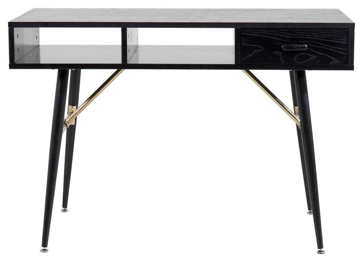 KONSOLE furniert Schwarz  - Schwarz, Design, Holzwerkstoff/Metall (110/75/110cm) - Livetastic