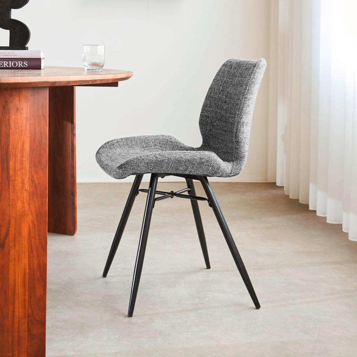 SADA STOLIČIEK 4 kus - čierna/sivá, Modern, kov/textil (47/82/55cm) - MID.YOU