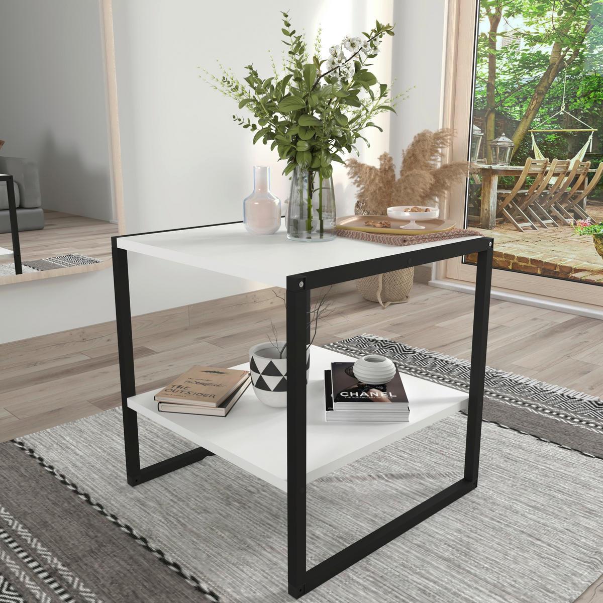 COUCHTISCH in Holzwerkstoff 50/50/50 cm  - Weiss/Schwarz, Design, Holzwerkstoff/Metall (50/50/50cm) - MID.YOU