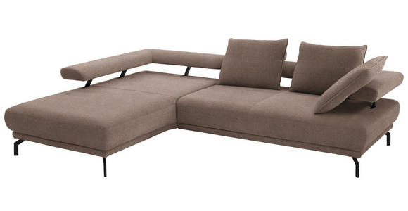 ECKSOFA Fino in Chenille Braun  224/305 cm  - Schwarz/Braun, Design, Textil/Metall (224/305cm) - Dieter Knoll