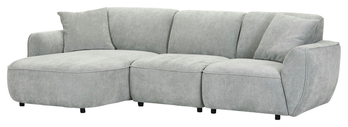 ECKSOFA Salbeigrün Flachgewebe Zierkissen, Rücken echt  - Salbeigrün/Schwarz, KONVENTIONELL, Kunststoff/Textil (155/285cm) - Milino