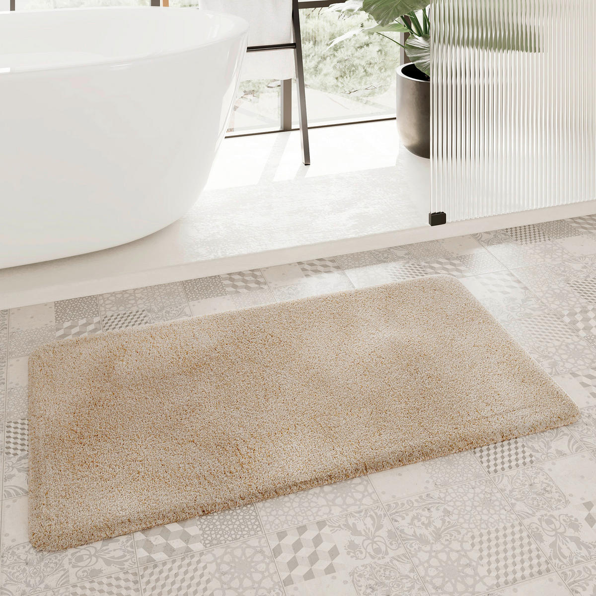 BADTEPPICH Beige, Cappuccino 55/65 cm  - Beige/Cappuccino, Basics, Kunststoff/Textil (55/65cm) - WECON HOME BASIC