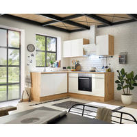 ECKKÜCHE 220/170 cm  in Weiß Hochglanz, Eiche Artisan  - Weiß Hochglanz/Alufarben, LIFESTYLE, Holzwerkstoff/Kunststoff (220/170cm) - Respekta