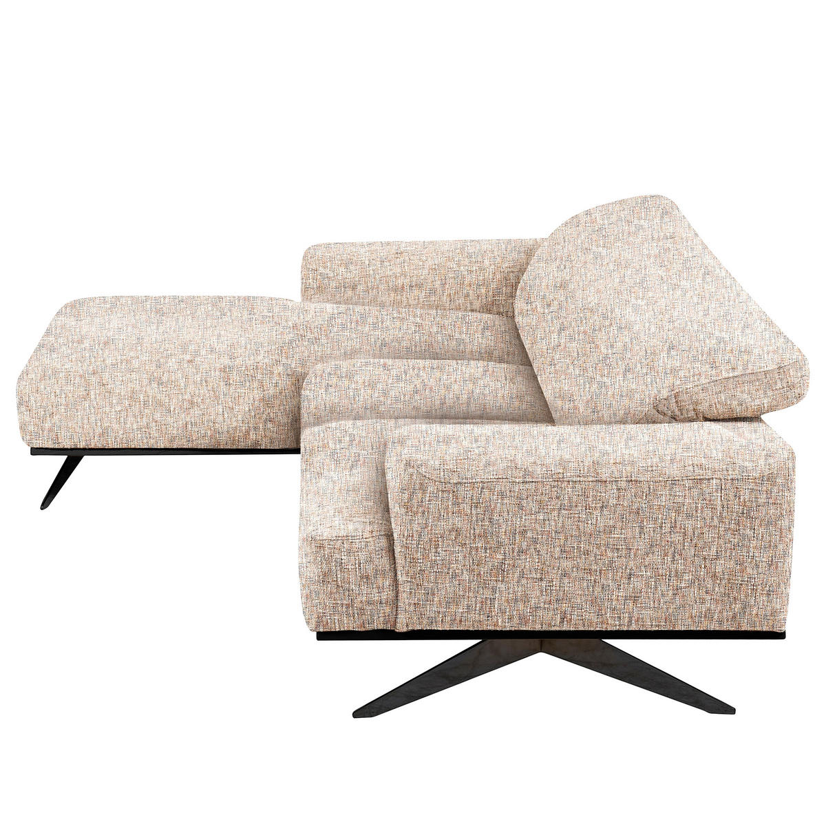 ECKSOFA PORTLAND in Struktur Blau, Gelb, Rot, Weiß Kopfteilverstellung  187/295 cm  - Blau/Gelb, Design, Holz/Textil (187/295cm) - Livetastic