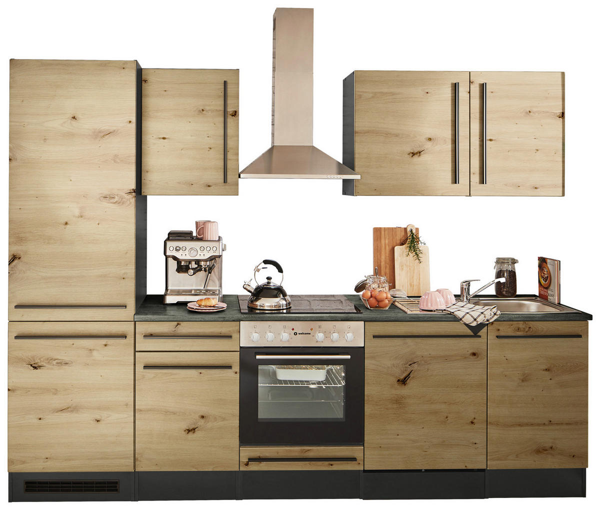KÜCHENBLOCK 280 cm   in Anthrazit, Eiche Artisan  - Anthrazit/Schwarz, LIFESTYLE, Holzwerkstoff/Kunststoff (280cm) - MID.YOU
