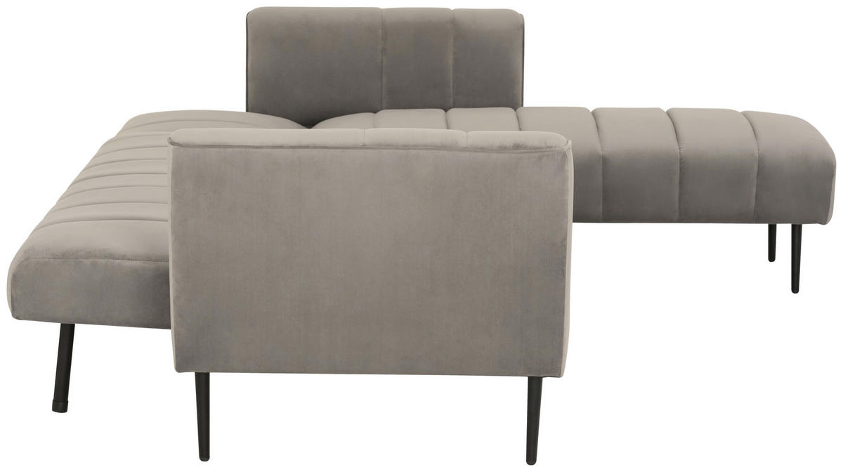 ECKSOFA Grau Samt  - Schwarz/Grau, MODERN, Textil/Metall (253/87/169cm) - P & B