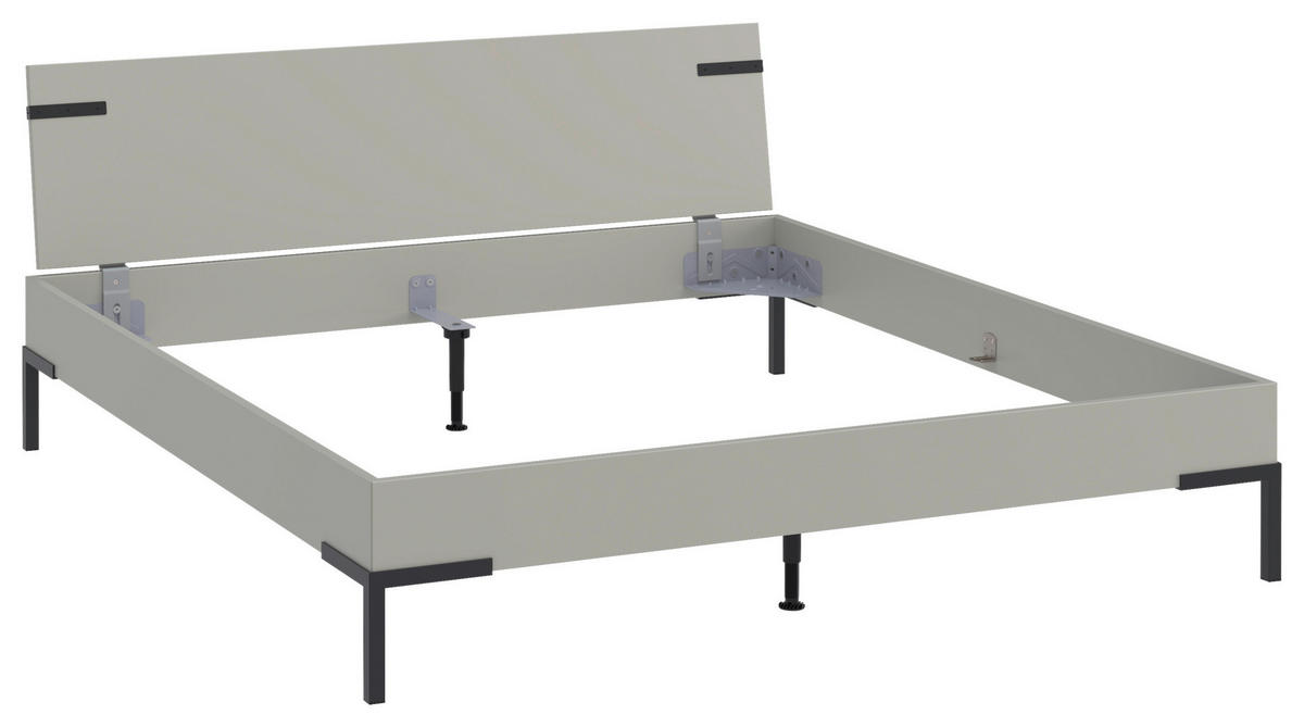 BETT 180/200 cm,  in Hellgrau  - Hellgrau/Schwarz, Design, Metall (180/200cm) - Xora