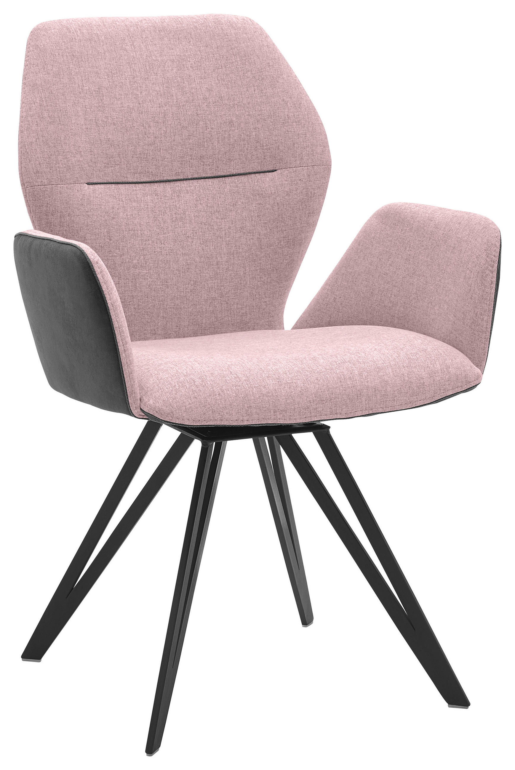 ARMLEHNSTUHL  Stoffauswahl, Typenauswahl, Sitzfläche 180° drehbar, automatische Rückholfunktion Webstoff, Mikrofaser  Anthrazit, Rosa  - Anthrazit/Schwarz, Design, Textil/Metall (62/91/59cm) - Valnatura