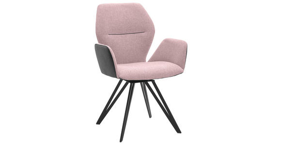 ARMLEHNSTUHL  Stoffauswahl, Typenauswahl, Sitzfläche 180° drehbar, automatische Rückholfunktion Webstoff, Mikrofaser  Anthrazit, Rosa  - Anthrazit/Schwarz, Design, Textil/Metall (62/91/59cm) - Valnatura