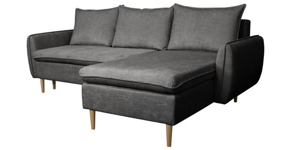 ECKSOFA Graubraun Chenille - Graubraun/Buchefarben, KONVENTIONELL, Holz/Textil (244/163cm) - Carryhome