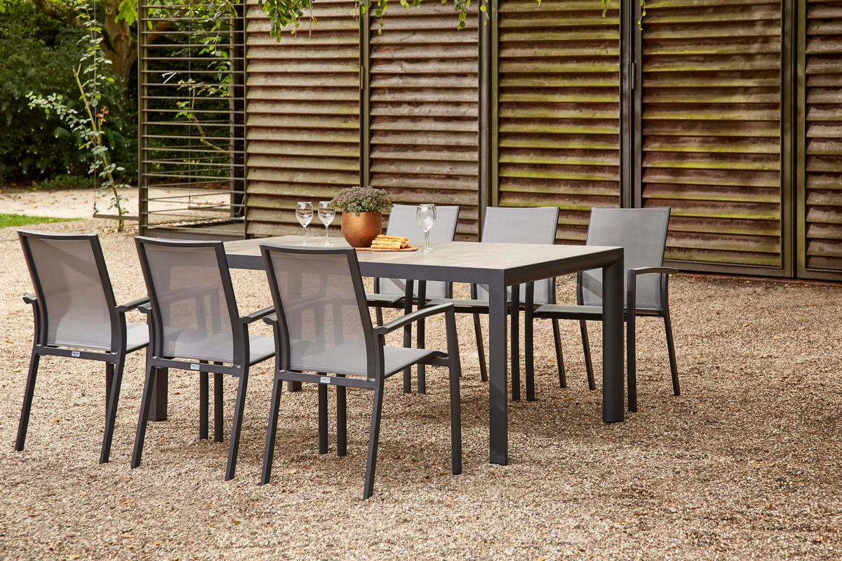 GARTENTISCHGRUPPE  - Anthrazit/Schwarz, KONVENTIONELL, Keramik/Textil - Siena Garden