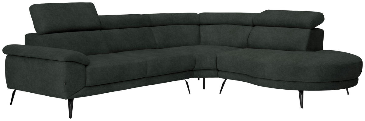 Freisteller von Novel ECKSOFA Dunkelgrün Velours.