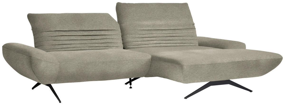 ECKSOFA  in Teddystoff Graubraun  280/170-195 cm  - Graubraun/Schwarz, Design, Textil/Metall (280/170-195cm) - Dieter Knoll