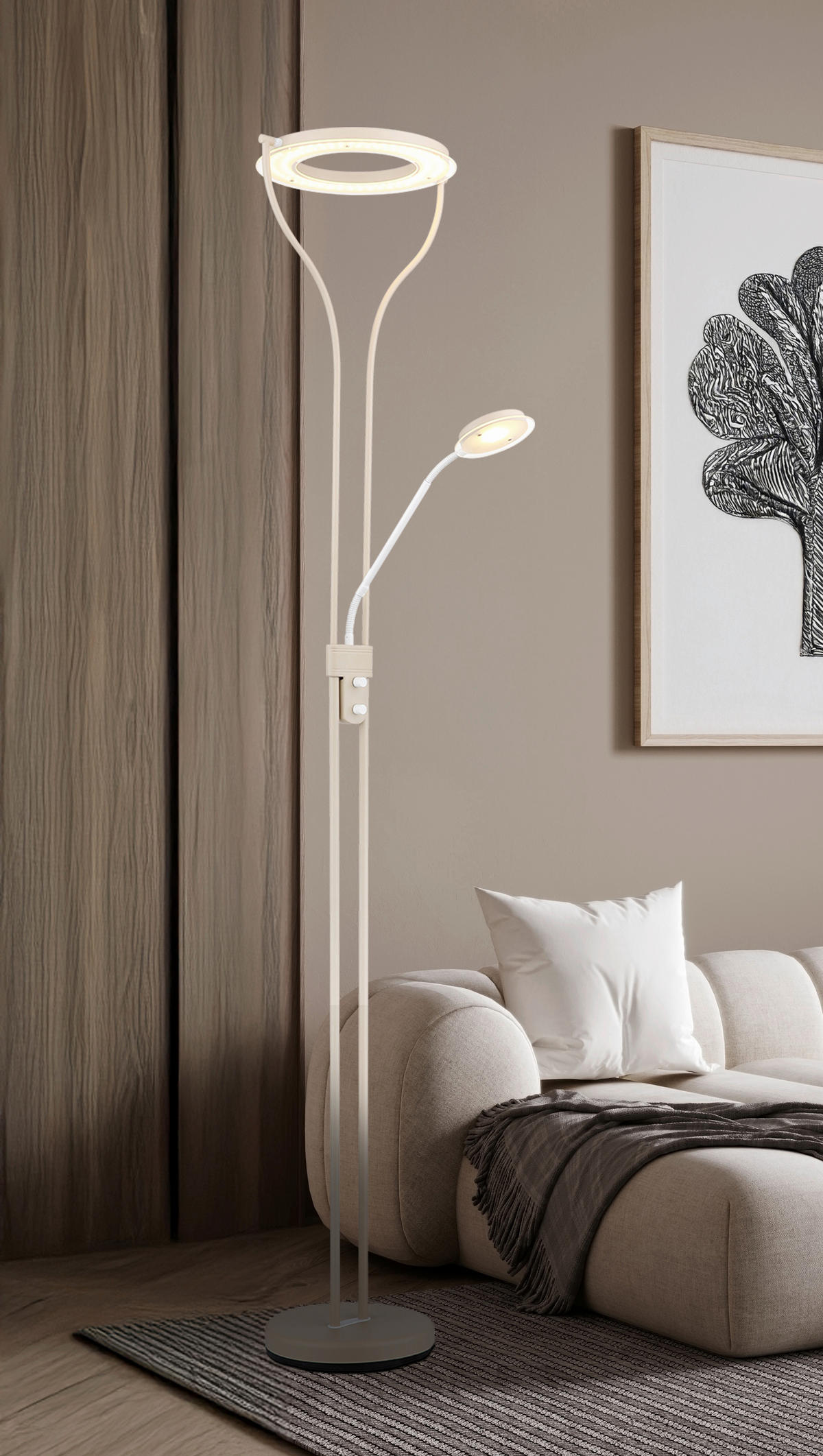 LED-STEHLEUCHTE 35/31/194 cm    - Sandfarben/Klar, Design, Glas/Kunststoff (35/31/194cm) - Globo