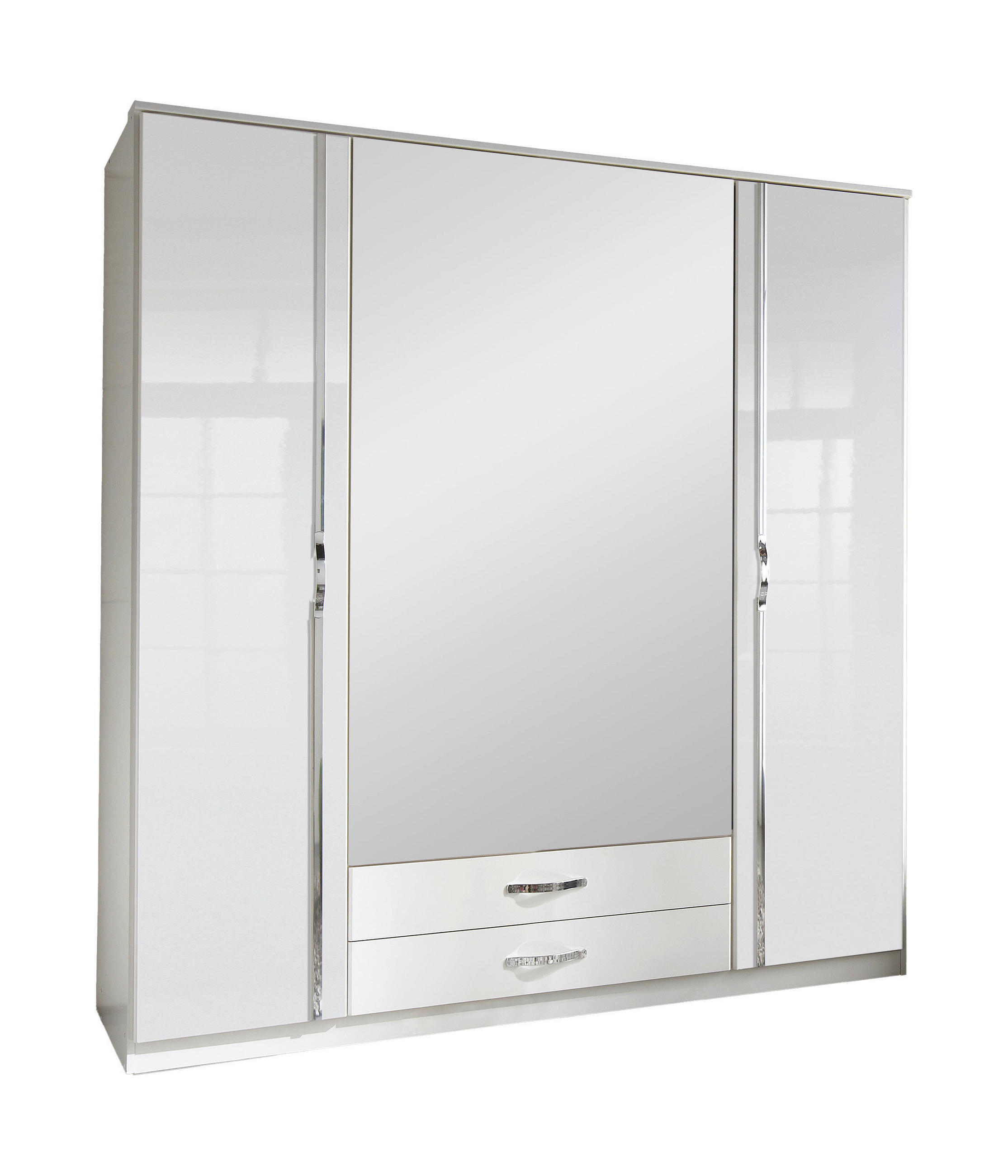 DREHTÜRENSCHRANK Weiss, Weiss Hochglanz  - Weiss Hochglanz/Chromfarben, Modern, Holzwerkstoff/Kunststoff (180/199/58cm) - MID.YOU