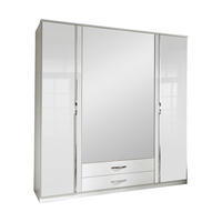 DREHTÜRENSCHRANK Weiss, Weiss Hochglanz  - Weiss Hochglanz/Chromfarben, Modern, Holzwerkstoff/Kunststoff (180/199/58cm) - MID.YOU