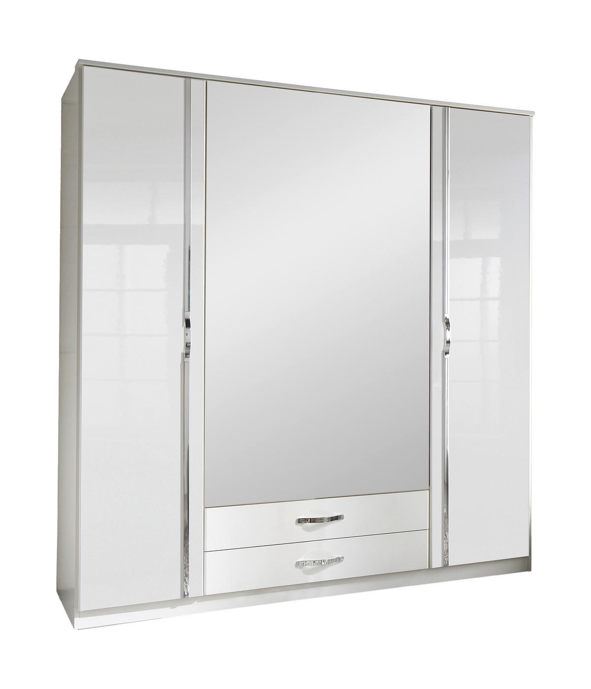 DREHTÜRENSCHRANK Weiss, Weiss Hochglanz  - Weiss Hochglanz/Chromfarben, Modern, Holzwerkstoff/Kunststoff (180/199/58cm) - MID.YOU