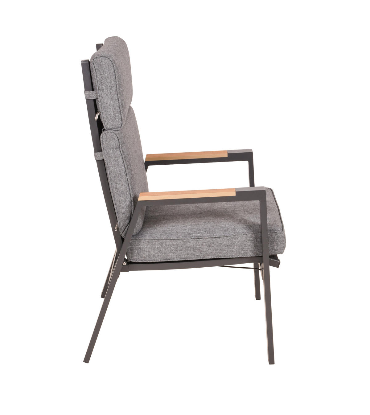GARTENSTUHL-SET Aluminium Braun, Schwarz, Dunkelgrau  - Dunkelgrau/Schwarz, MODERN, Kunststoff/Textil (60,5/112/68cm) - Gardenson