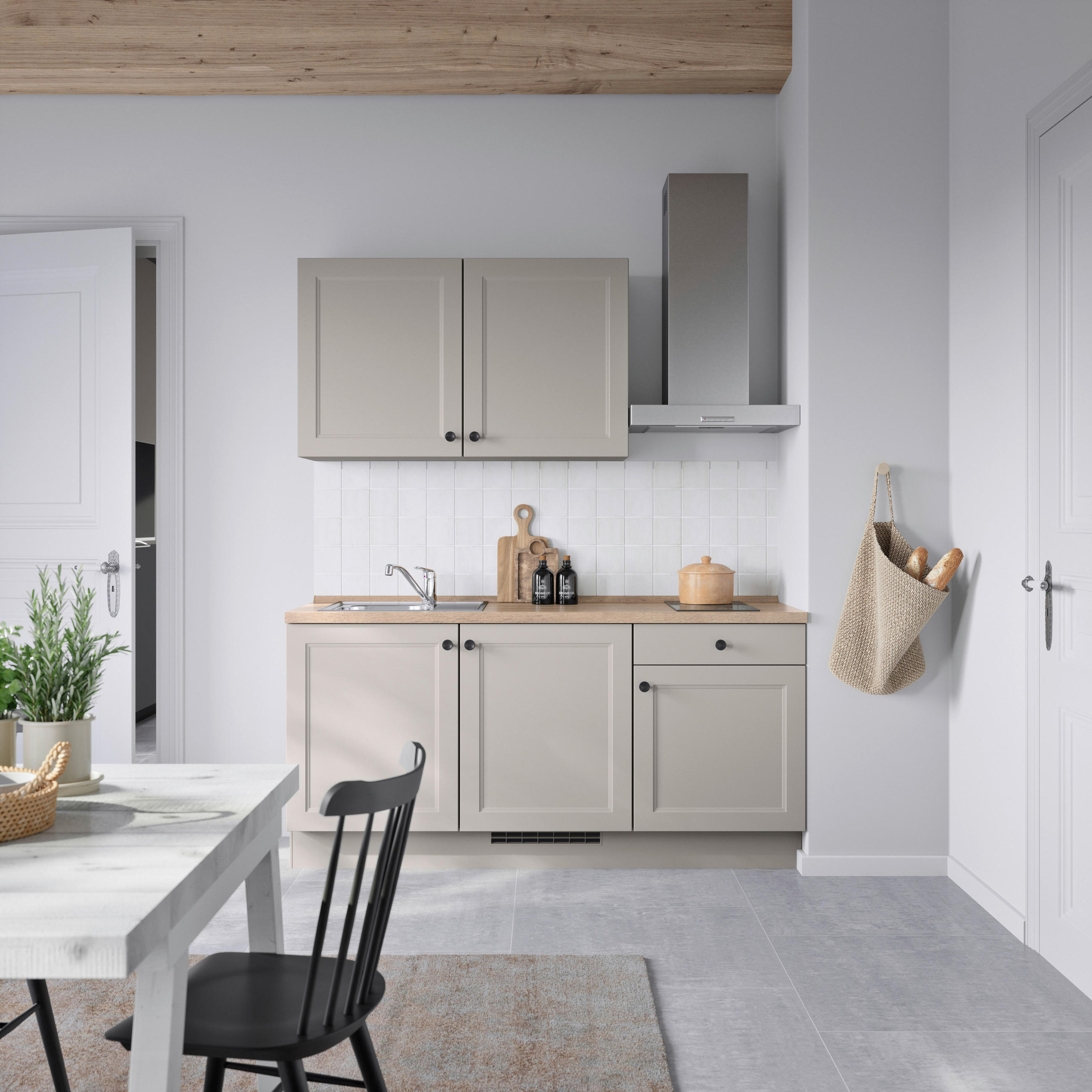 KÜCHENBLOCK 180 cm   in Grau, Eiche dunkel  - Eiche dunkel/Schwarz, MODERN, Holzwerkstoff/Metall (180cm) - Nobilia