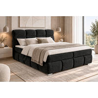 BOXBETT 140/200 cm,  in Schwarz, Bettkasten, Topper,  - Chromfarben/Schwarz, MODERN, Holz/Kunststoff (140/200cm) - MID.YOU