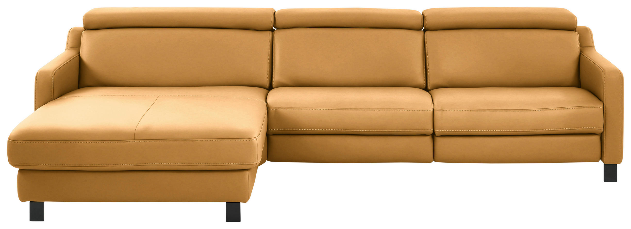 ECKSOFA in Echtleder Currygelb  - Currygelb/Schwarz, Design, Leder/Metall (176/291cm) - Valdera