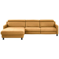 ECKSOFA in Echtleder Currygelb  - Currygelb/Schwarz, Design, Leder/Metall (176/291cm) - Valdera