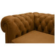 CHESTERFIELD-SOFA Webstoff Currygelb  - Wengefarben/Currygelb, LIFESTYLE, Holz/Textil (180/76,5/96cm) - Landscape
