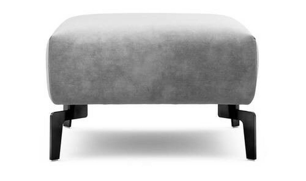 HOCKER Samt Hellgrau  - Hellgrau/Schwarz, Design, Textil/Metall (70/70/46cm) - SENSOO