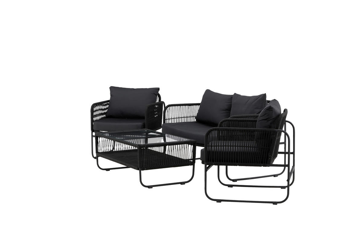 LOUNGEGRUPP 4 delar  - svart, Klassisk, metall/textil - Gardenson