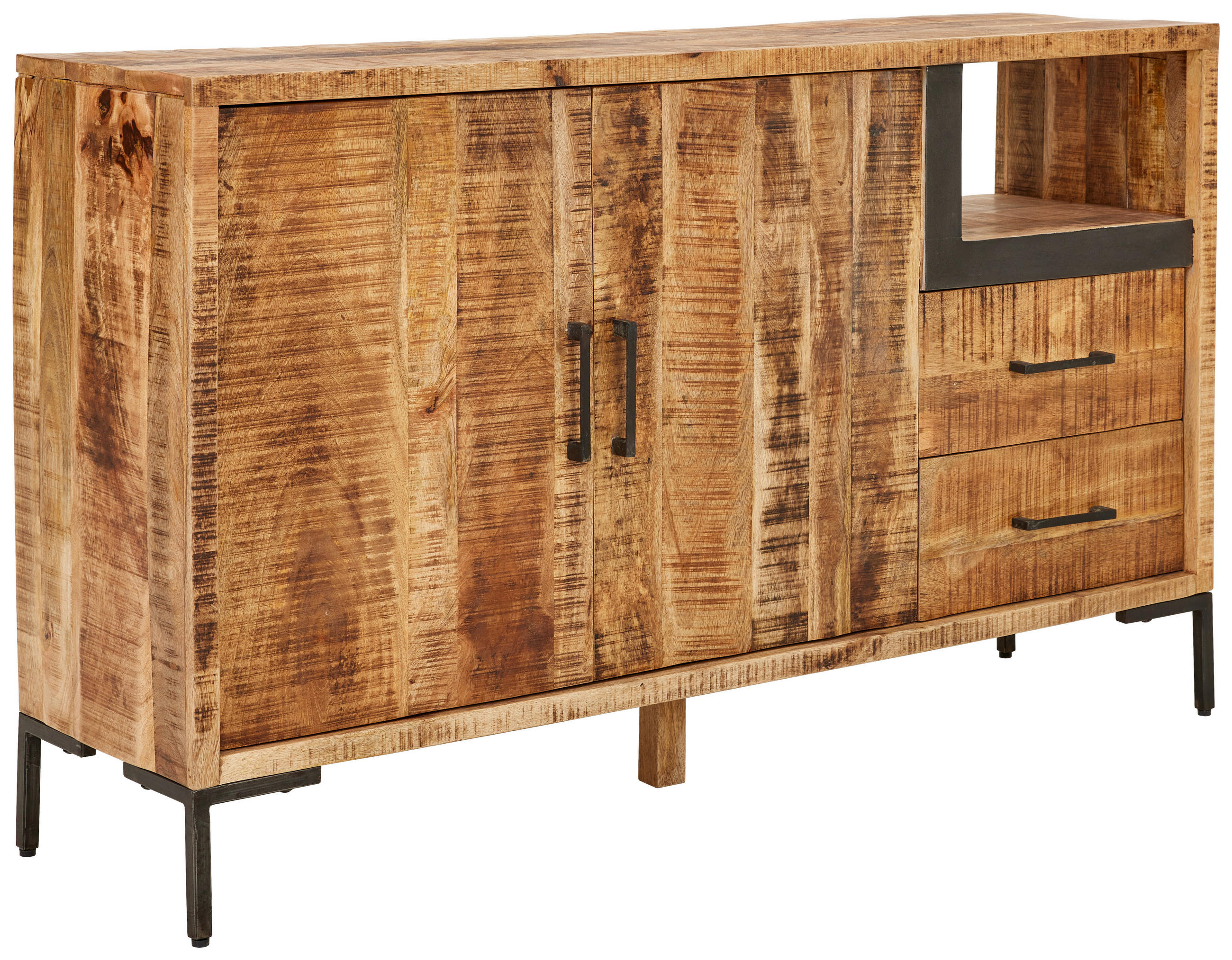KOMMODE Valencia  in 145/87/40 cm  - Anthrazit/Schwarz, Natur, Holz/Metall (145/87/40cm) - MID.YOU